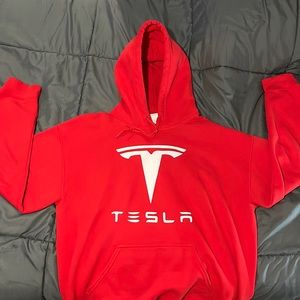 Tesla Hoodie Gildan Red Unisex